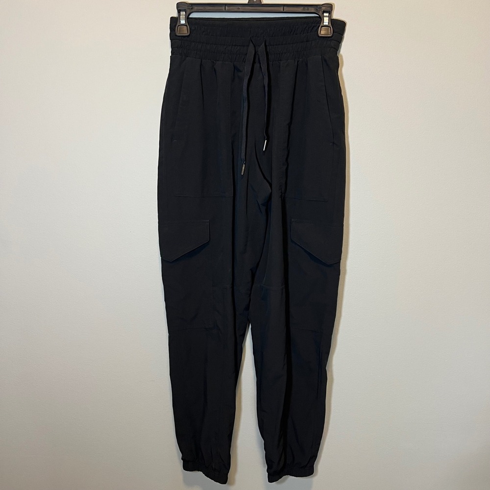 Spanx Stretch Twill Cargo Joggers Black High Waist Pants XS